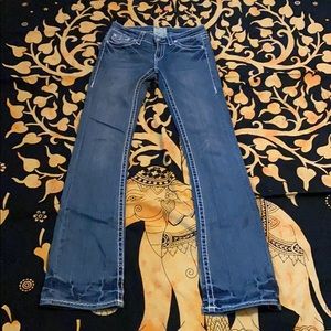 L.A.Idol Jeans White Wash Crystal  Buttons sz 3
